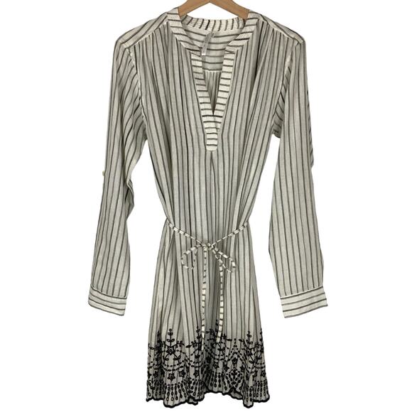 Seafolly Linen Striped Eyelet Trim Beach Cover Up Dress Women's Size Small - Picture 1 of 3